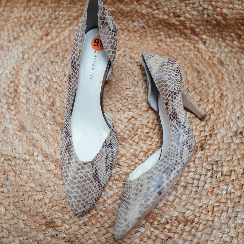 Anne Klein Snakeskin Kitten Heels 9.5 Y2K